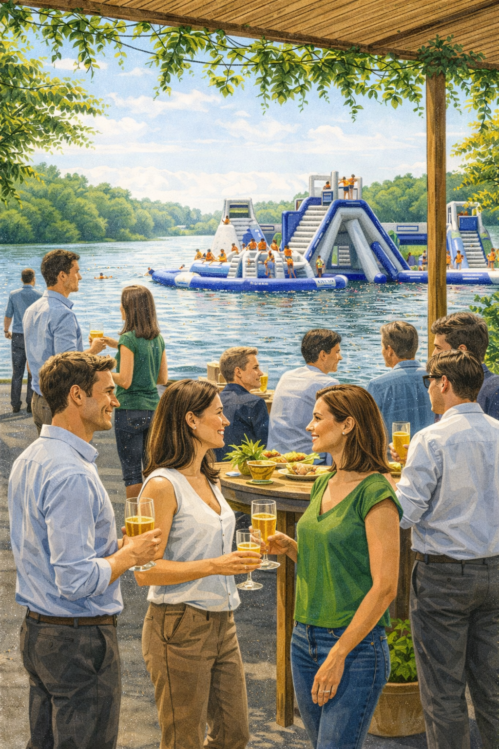 Terrasse des Rives pour événements d’entreprise au parc aquatique Gravelines au PAarc des Rives de l’Aa